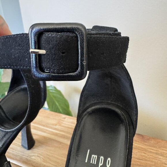 Impo The Uptown Black Suede Leather Triple Strap Spool Low Heel Sandals Size 8M - Picture 12 of 17